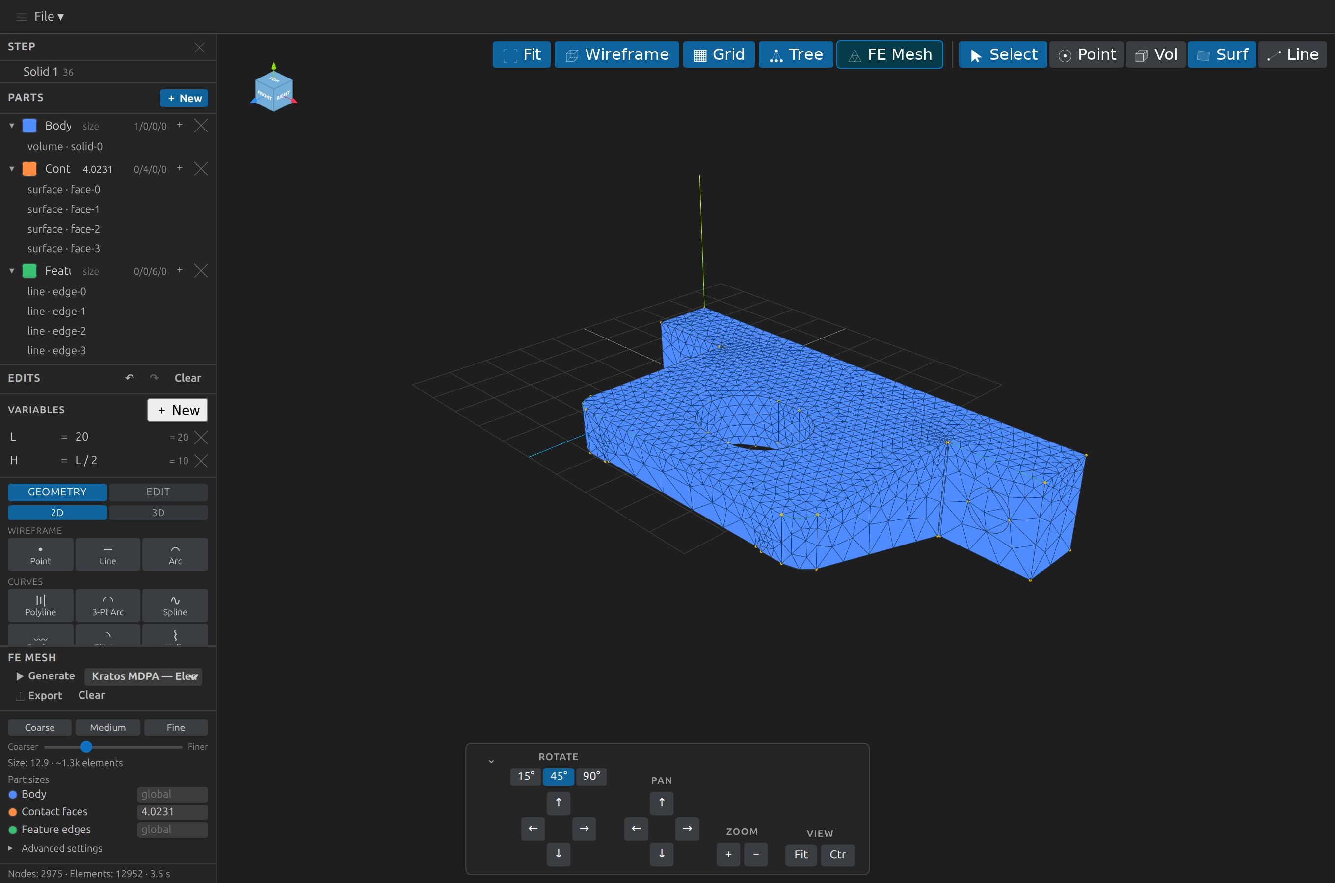Generated FE mesh overlay
