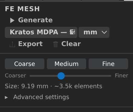 FE Mesh panel