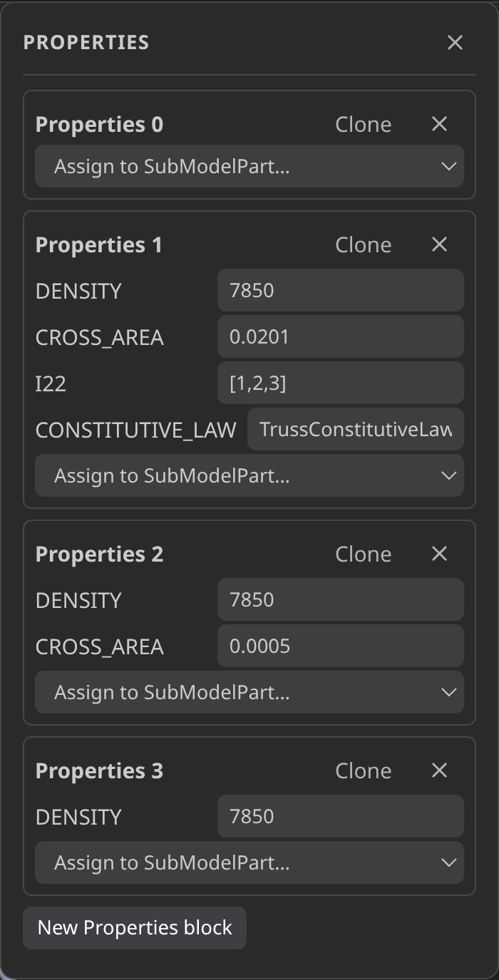 Properties editor