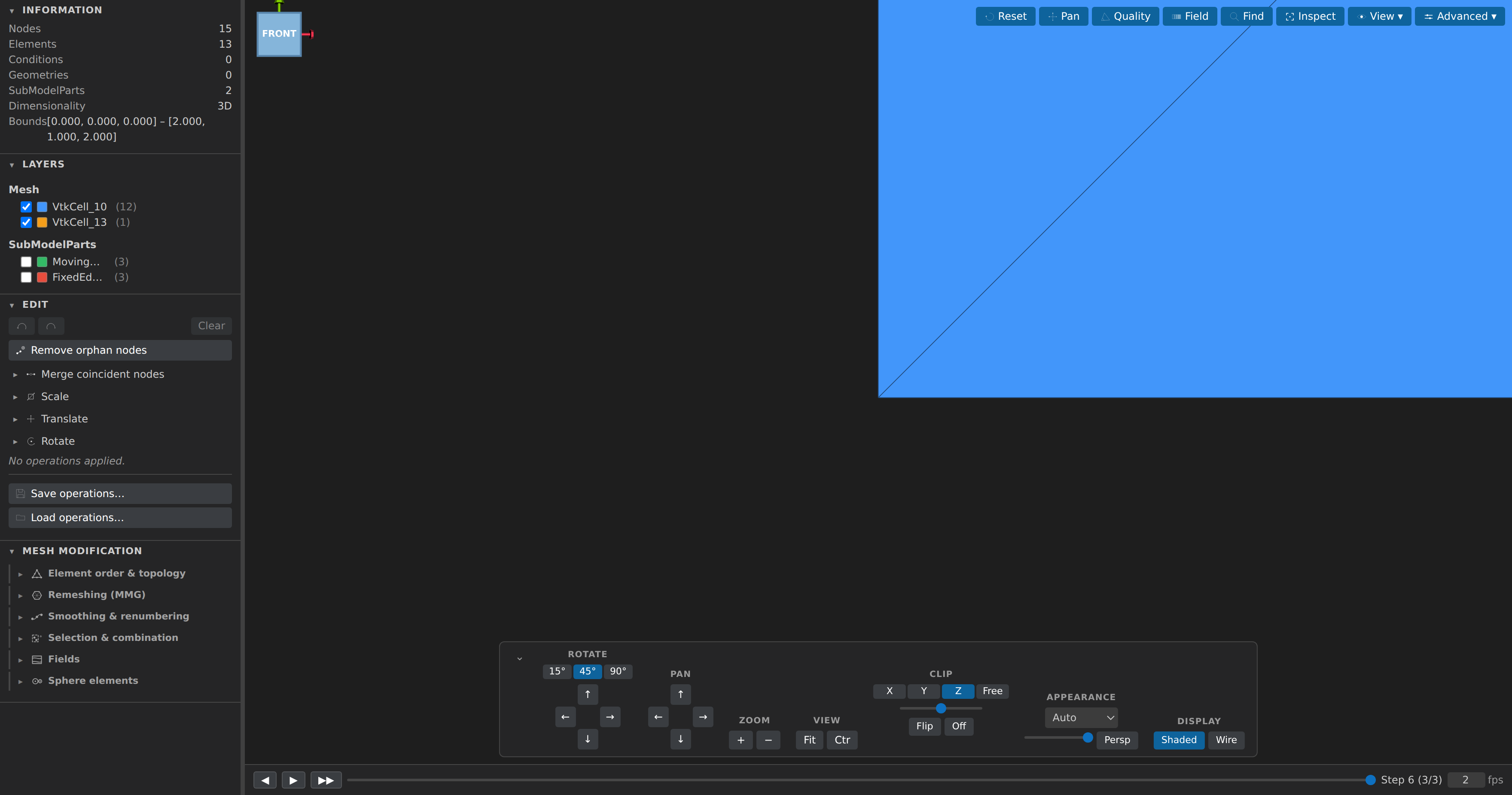 A VTK time series with the playback timeline
