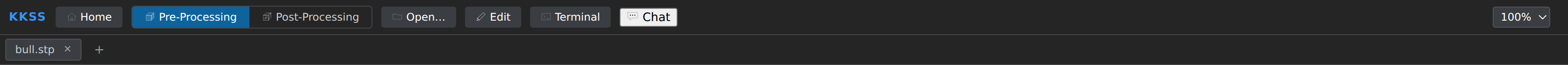 The shell toolbar: mode toggle, Open button, and the current file