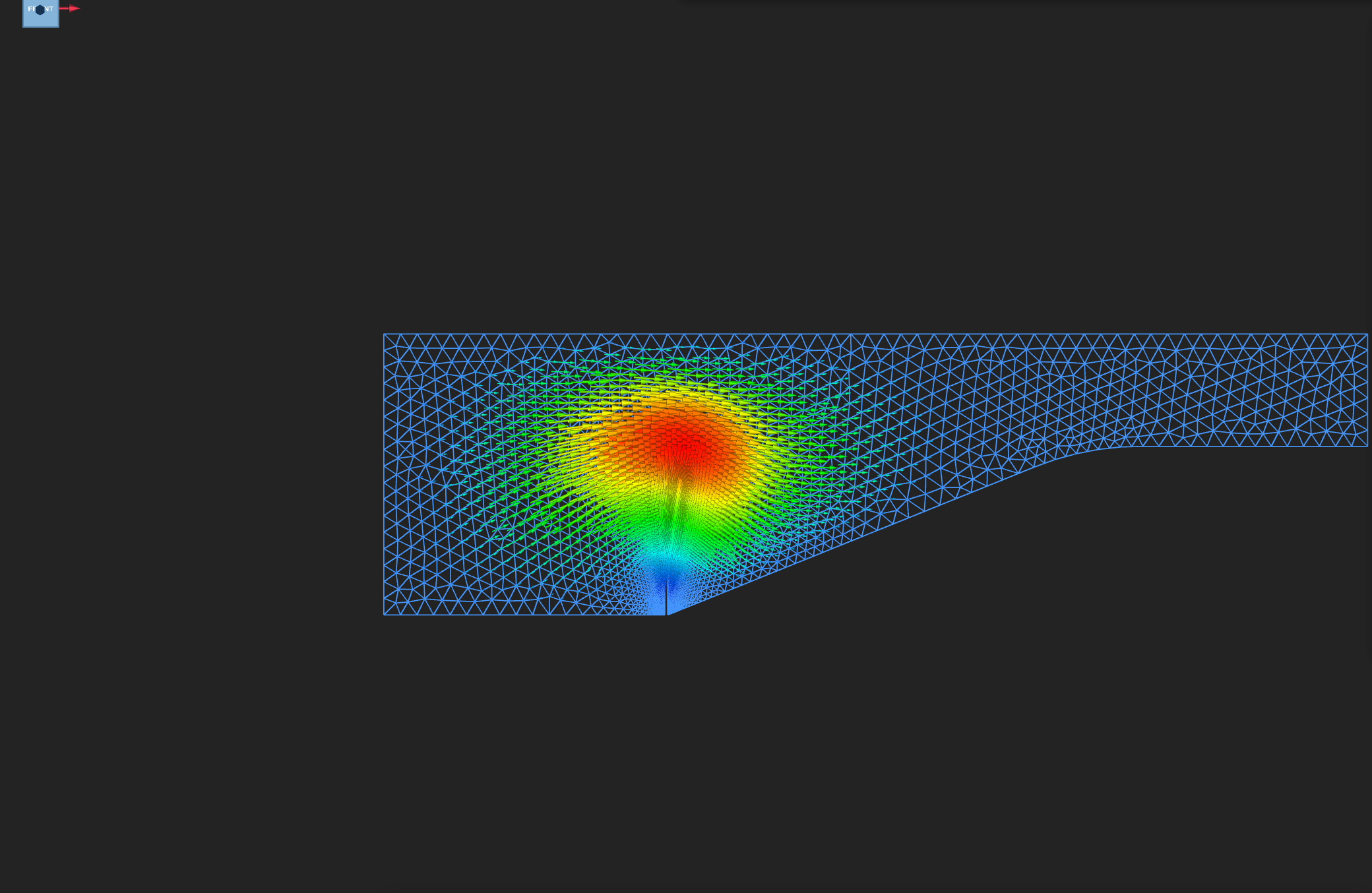 Fluid mesh displacement as quiver arrows
