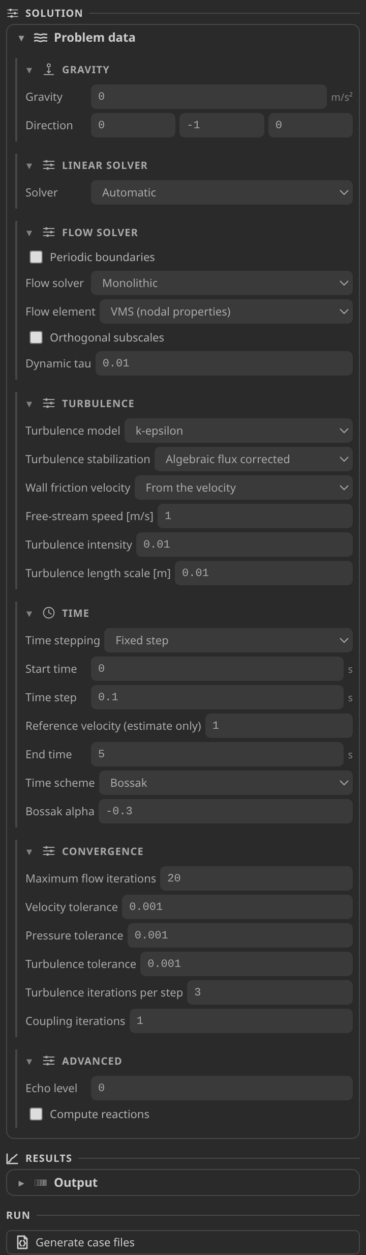 Problemtype solver settings and Preflight