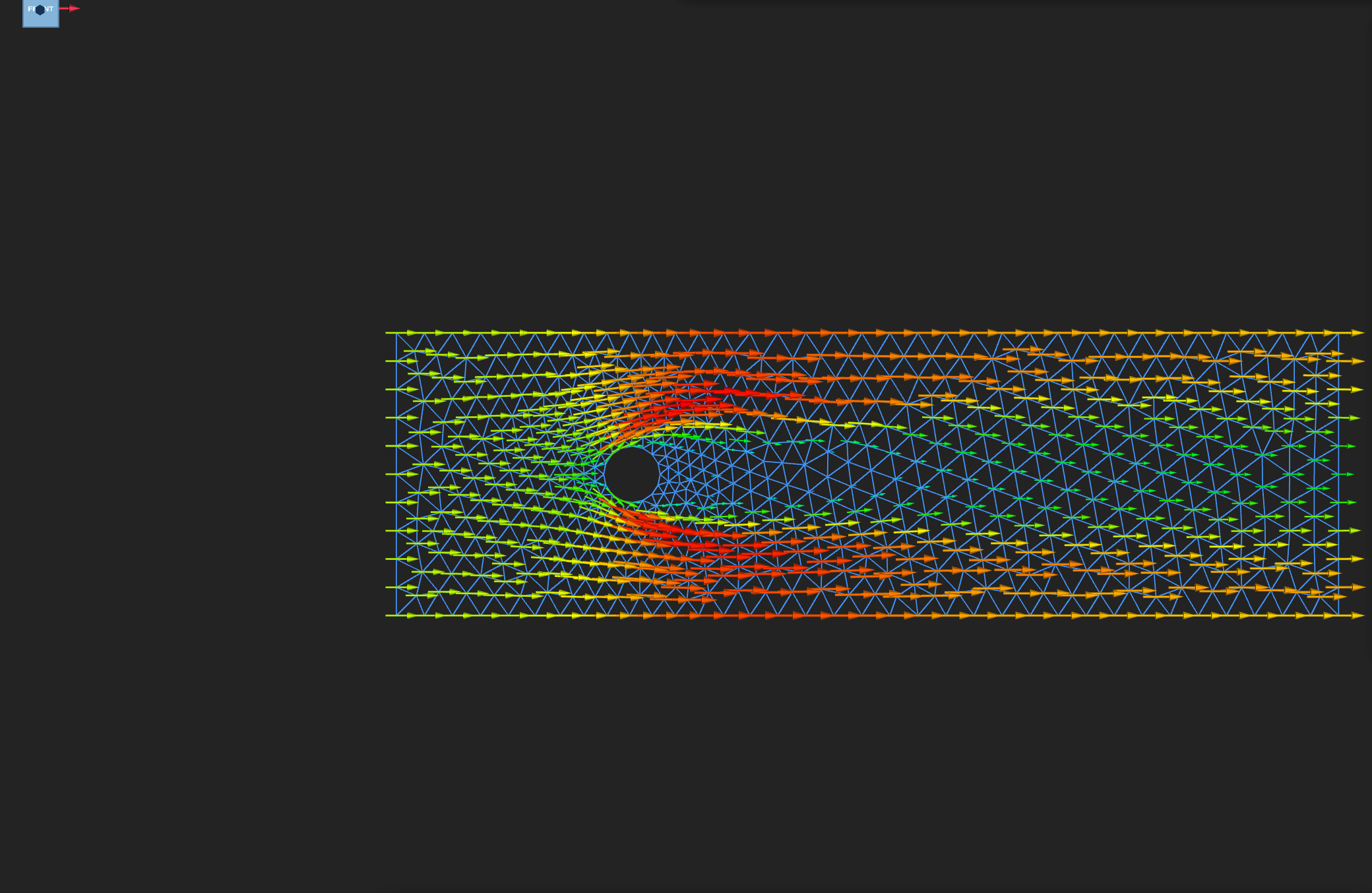 Velocity vectors in the wake