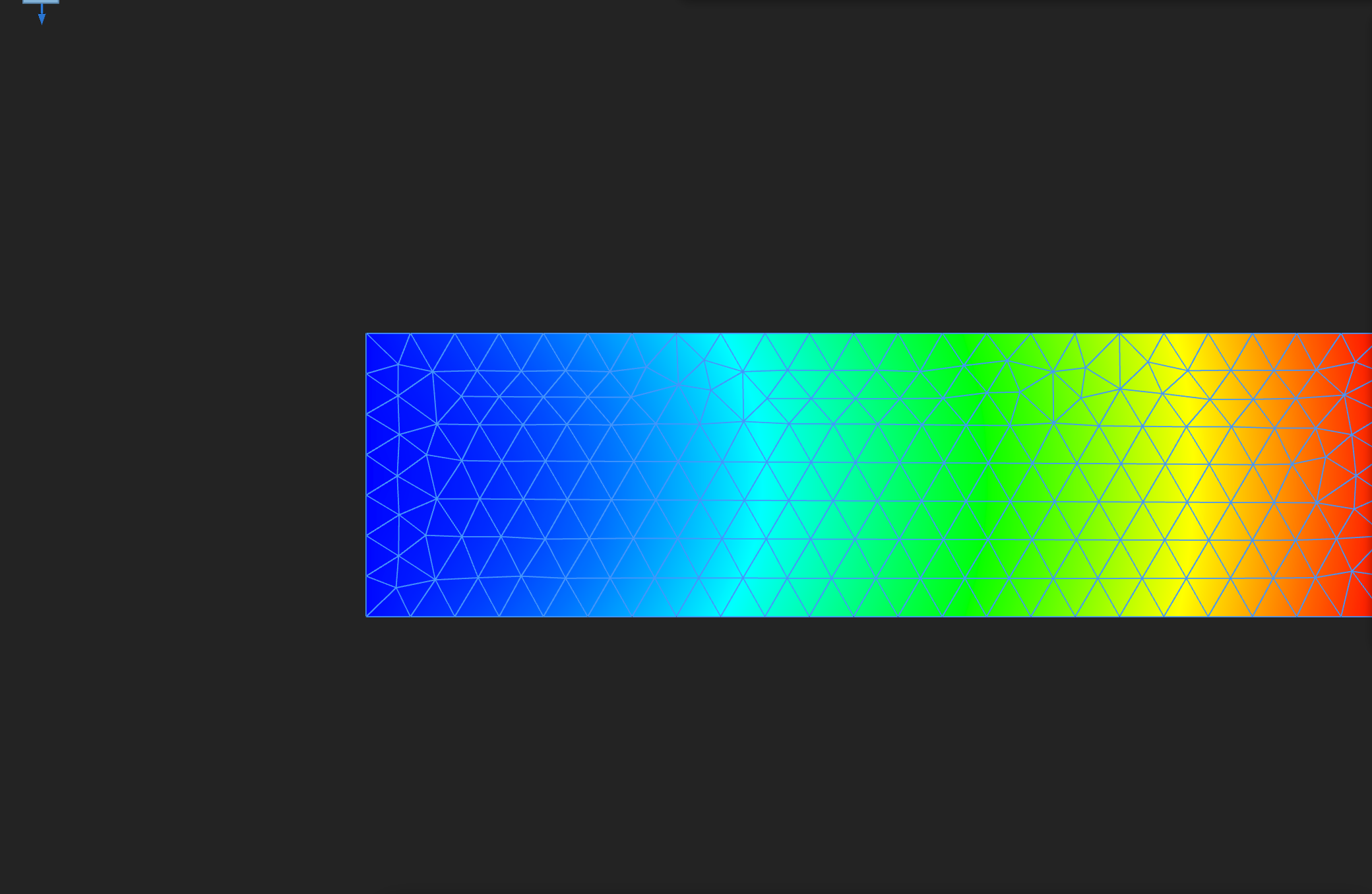 Displacement magnitude on the undeformed final frame