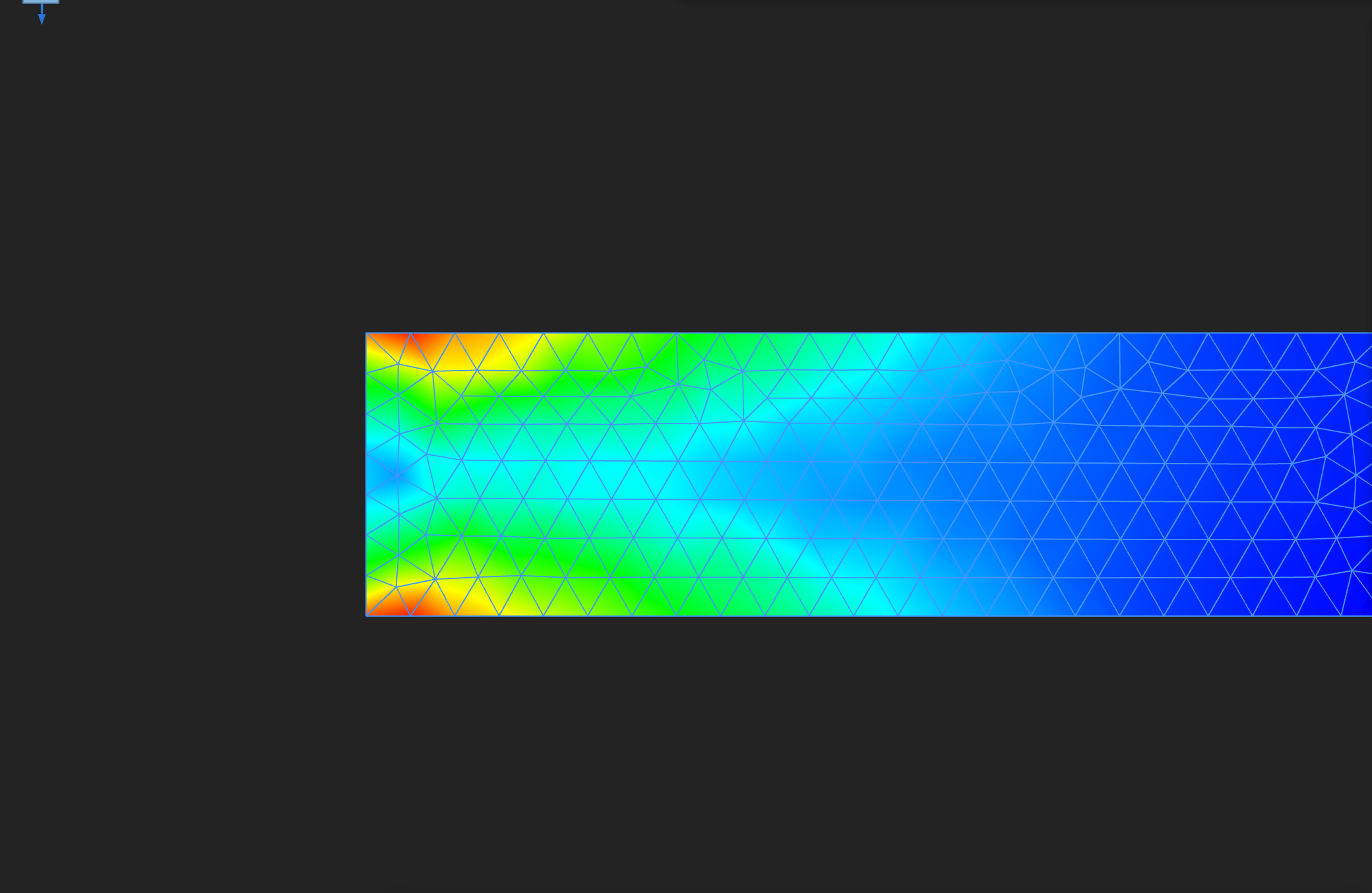 Von Mises stress on a cut through the middle of the cantilever