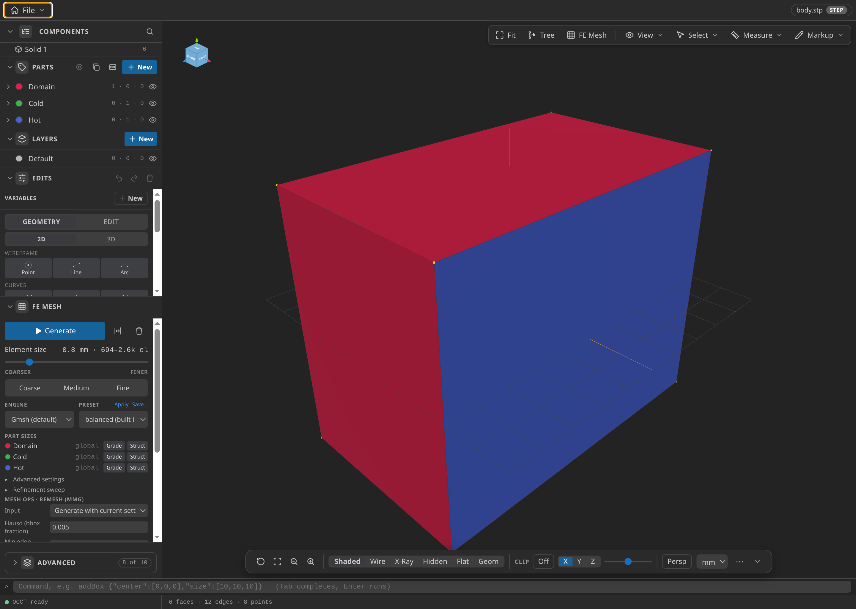 CAD block loaded in Pre-Processing