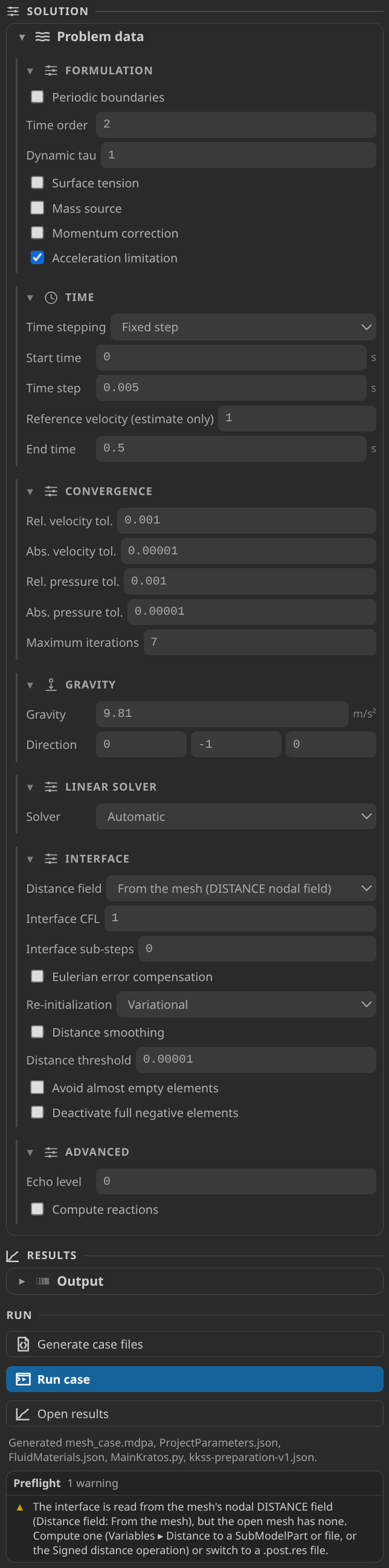The solution cards: time, gravity and the interface settings