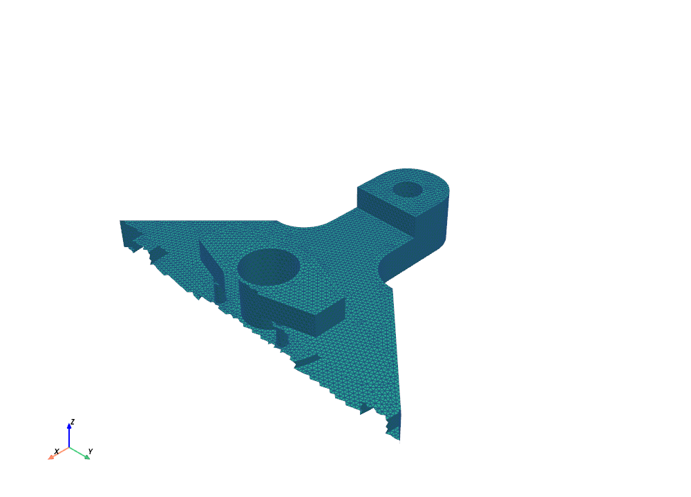 Half of a surface mesh cropped out by a bounding box